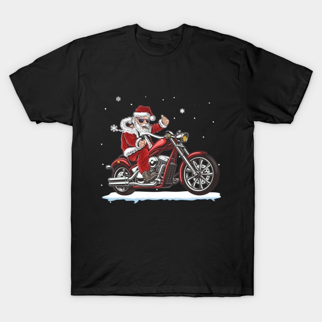 Santa Claus Riding A Motorbike Christmas Funny T-Shirt by Danielsmfbb